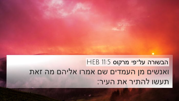 הבשורה על־פי מרקוס 11:5 HEB 4K Wallpaper - ואנשים מן העמדים שם אמרו - 4K Wallpaper Bible Verse