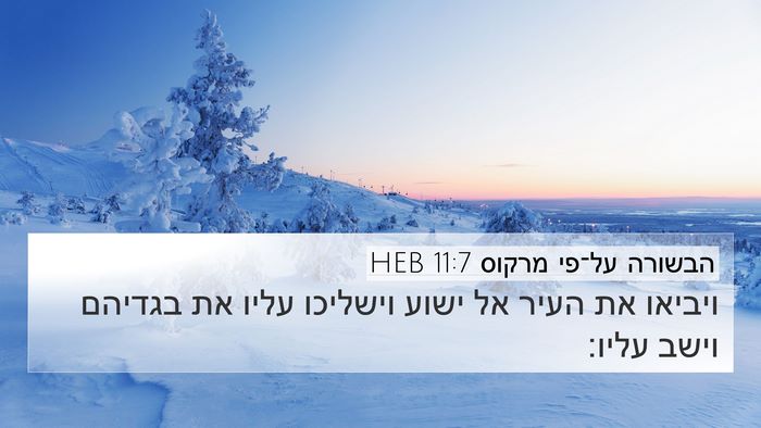 הבשורה על־פי מרקוס 11:7 HEB 4K Wallpaper - ויביאו את העיר אל ישוע - 4K Wallpaper Bible Verse