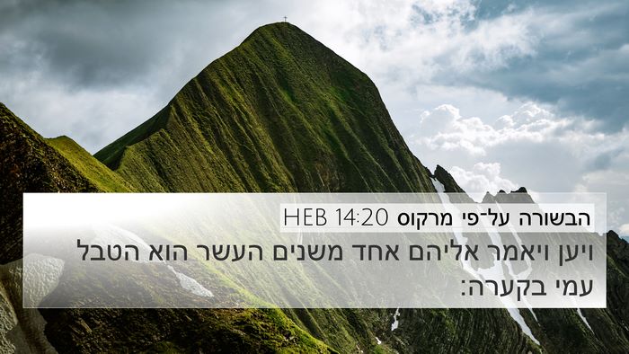 הבשורה על־פי מרקוס 14:20 HEB Bible Verse Image