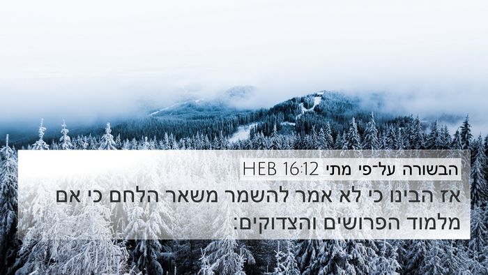 הבשורה על־פי מתי 16:12 HEB 4K Wallpaper - אז הבינו כי לא אמר להשמר - 4K Wallpaper Bible Verse