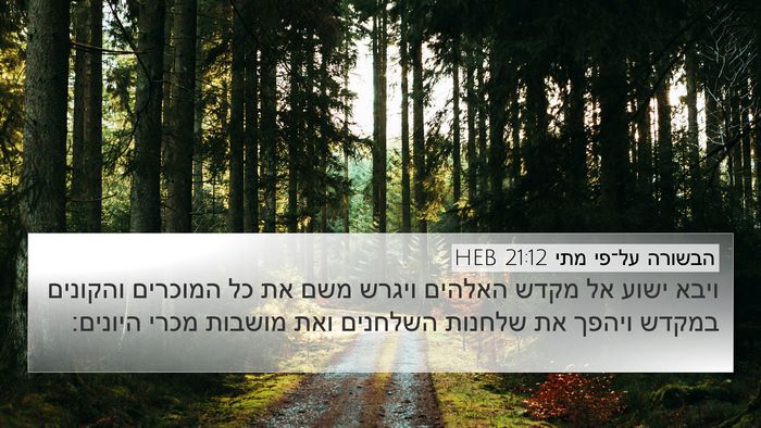 הבשורה על־פי מתי 21:12 HEB 4K Wallpaper - ויבא ישוע אל מקדש האלהים - 4K Wallpaper Bible Verse