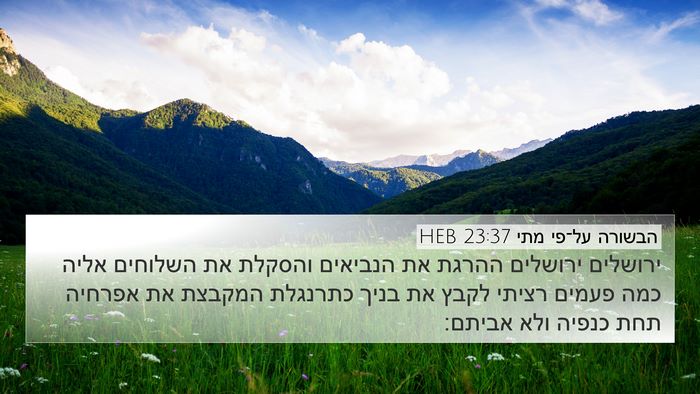 הבשורה על־פי מתי 23:37 HEB Bible Verse Image