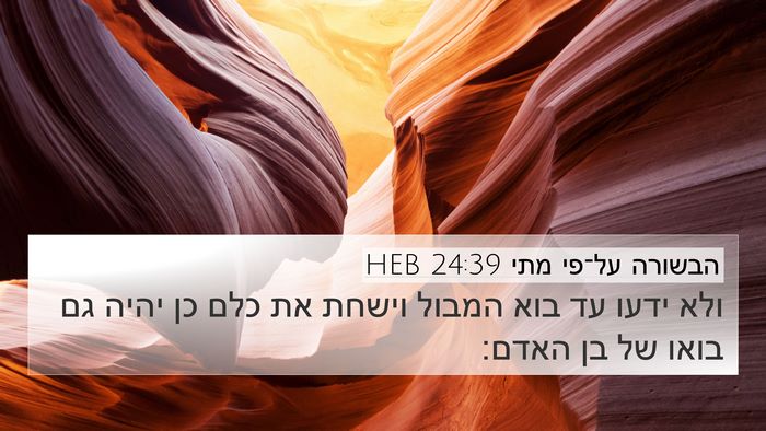 הבשורה על־פי מתי 24:39 HEB Bible Verse Image
