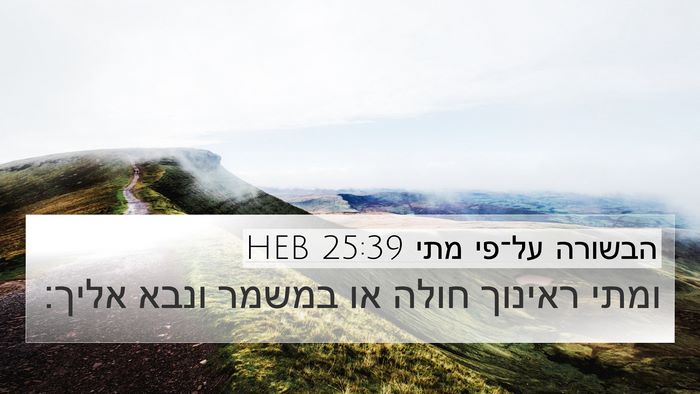 הבשורה על־פי מתי 25:39 HEB 4K Wallpaper - ומתי ראינוך חולה או במשמר - 4K Wallpaper Bible Verse