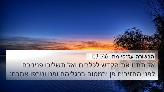 הבשורה על־פי מתי 7:6 HEB Bible Verse Image