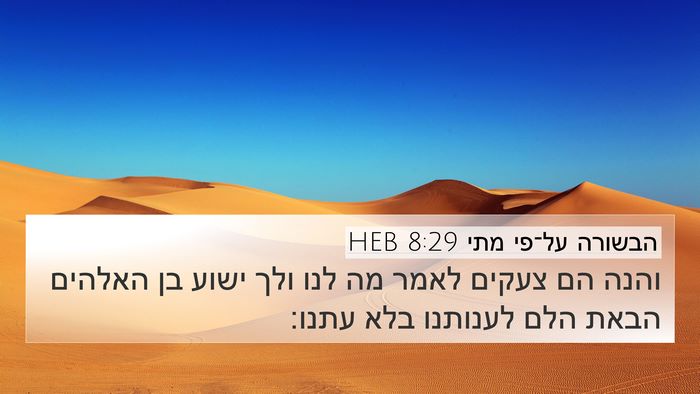 הבשורה על־פי מתי 8:29 HEB Bible Verse Image