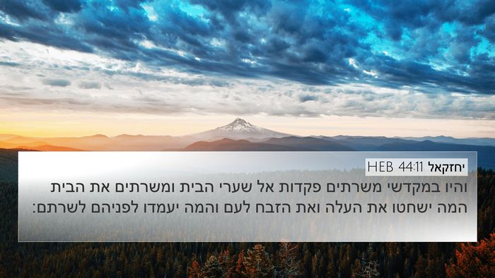 יחזקאל 44:11 HEB 4K Wallpaper - והיו במקדשי משרתים פקדות - 4K Wallpaper Bible Verse