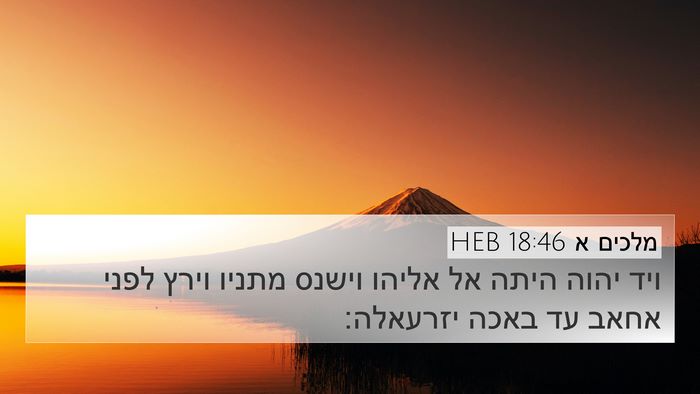 מלכים א 18:46 HEB Bible Verse Image