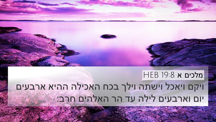 מלכים א 19:8 HEB Bible Verse Image