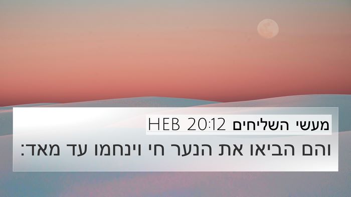 מעשי השליחים 20:12 HEB 4K Wallpaper - והם הביאו את הנער חי וינחמו - 4K Wallpaper Bible Verse