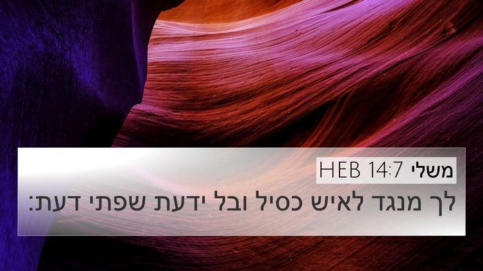 משלי 14:7 HEB Bible Verse Image