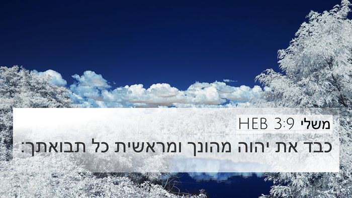 משלי 3:9 HEB Bible Verse Image