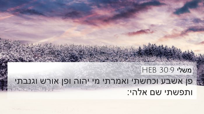משלי 30:9 HEB Bible Verse Image