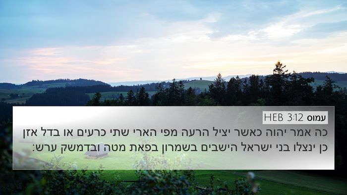 עמוס 3:12 HEB Bible Verse Image
