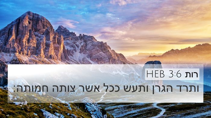 רות 3:6 HEB 4K Wallpaper - ותרד הגרן ותעש ככל אשר צותה - 4K Wallpaper Bible Verse