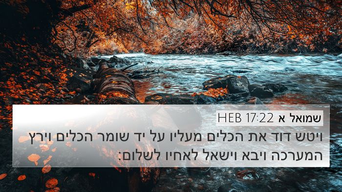 שמואל א 17:22 HEB Bible Verse Image