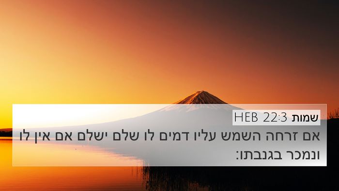 שמות 22:3 HEB 4K Wallpaper - אם זרחה השמש עליו דמים לו - 4K Wallpaper Bible Verse