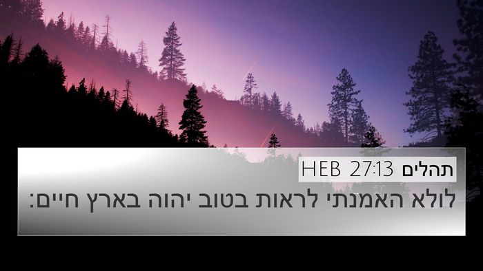 תהלים 27:13 HEB Bible Verse Image