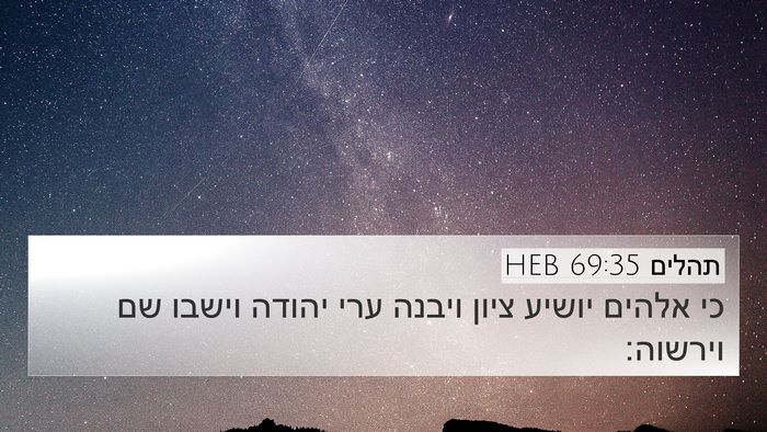 תהלים 69:35 HEB 4K Wallpaper - כי אלהים יושיע ציון ויבנה - 4K Wallpaper Bible Verse