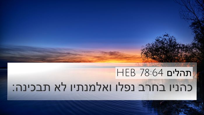 תהלים 78:64 HEB 4K Wallpaper - כהניו בחרב נפלו ואלמנתיו - 4K Wallpaper Bible Verse