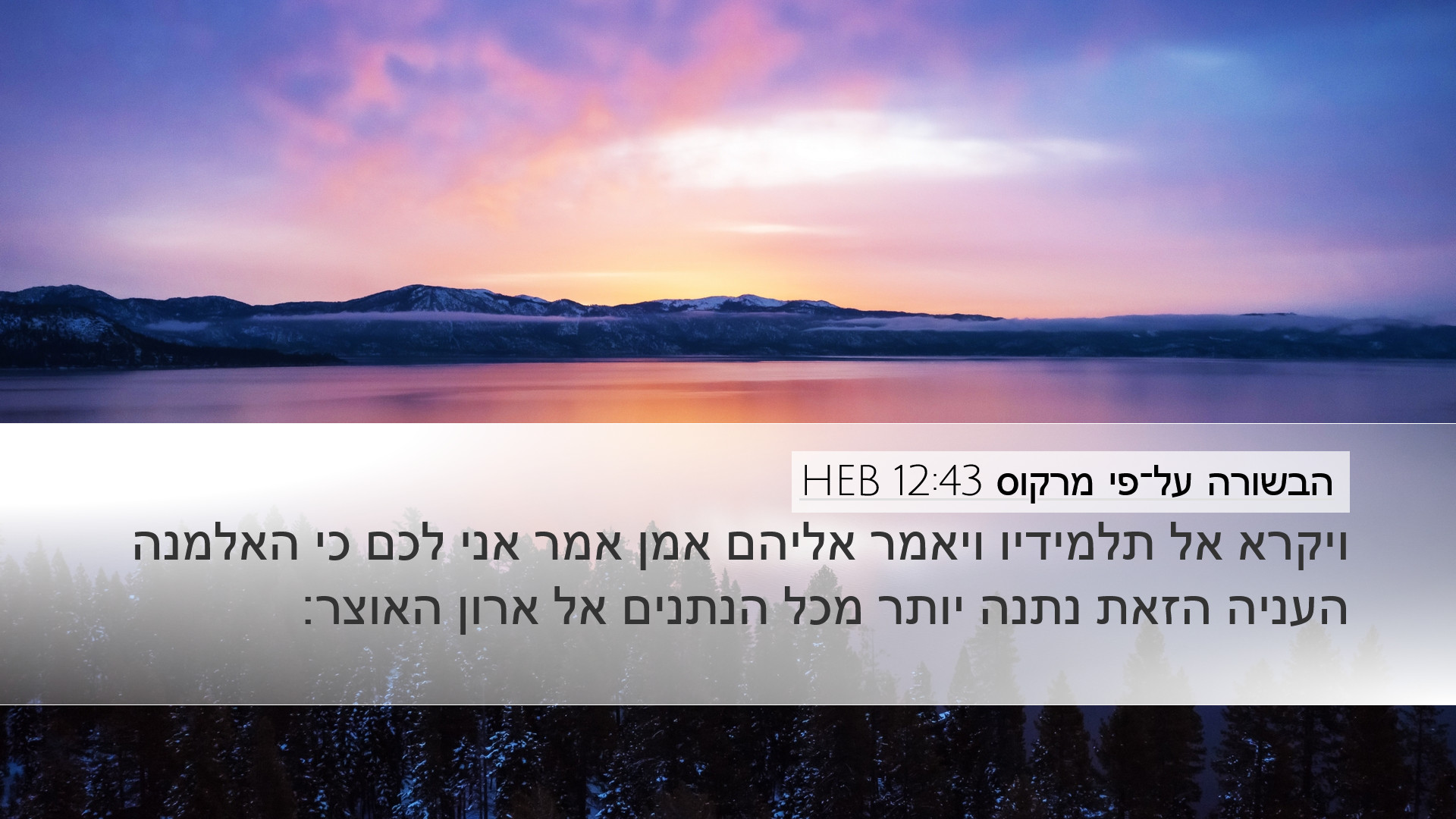 הבשורה על־פי מרקוס 12:43 HEB Desktop Wallpaper - ויקרא אל תלמידיו ויאמר