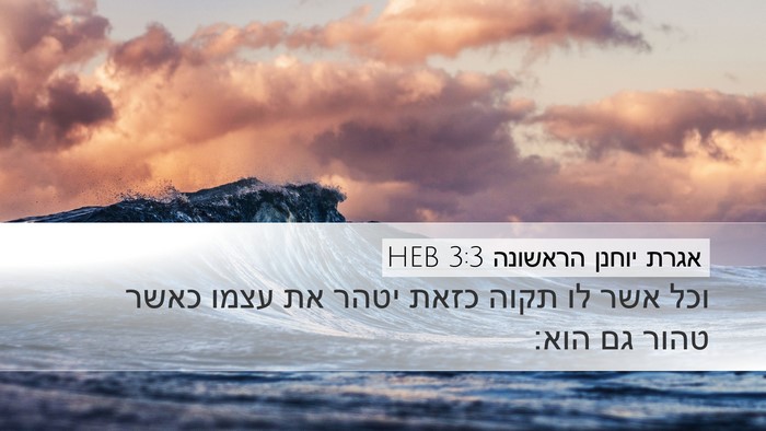 אגרת יוחנן הראשונה 3:3 HEB Bible Verse Image