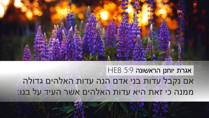 אגרת יוחנן הראשונה 5:9 HEB Bible Verse Image
