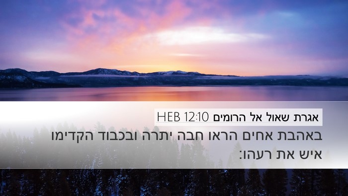 אגרת שאול אל הרומים 12:10 HEB Bible Verse Image