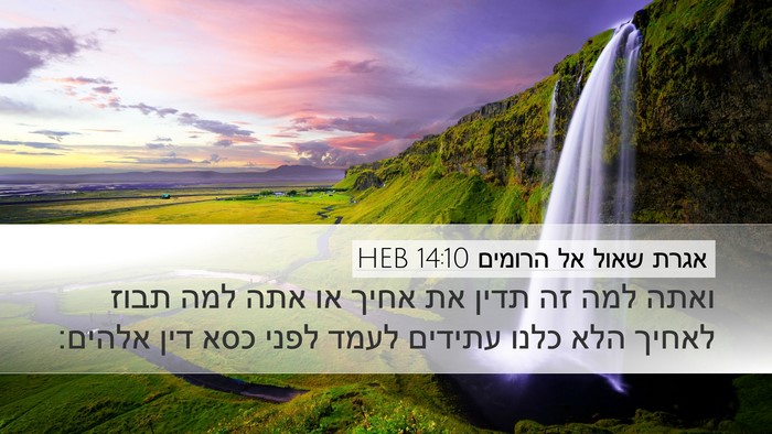 אגרת שאול אל הרומים 14:10 HEB Bible Verse Image