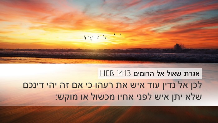 אגרת שאול אל הרומים 14:13 HEB Bible Verse Image