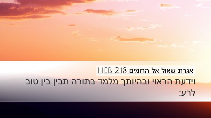 אגרת שאול אל הרומים 2:18 HEB Bible Verse Image