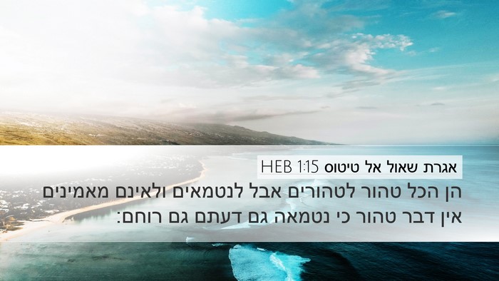 אגרת שאול אל טיטוס 1:15 HEB Bible Verse Image