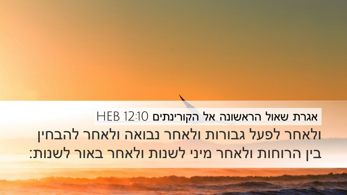 אגרת שאול הראשונה אל הקורינתים 12:10 HEB Bible Verse Image