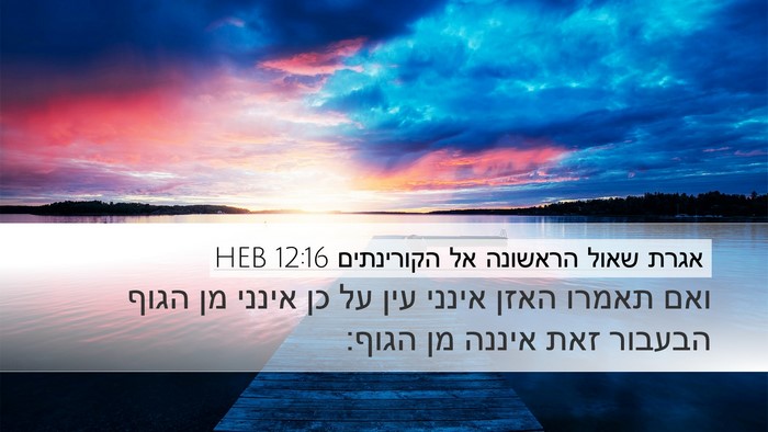 אגרת שאול הראשונה אל הקורינתים 12:16 HEB Desktop Wallpaper - ואם תאמרו האזן אינני עין על - Desktop Bible Verse Wallpaper