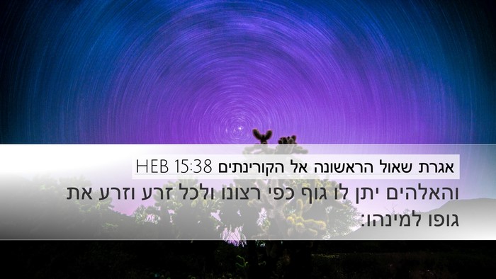 אגרת שאול הראשונה אל הקורינתים 15:38 HEB Desktop Wallpaper - והאלהים יתן לו גוף כפי - Desktop Bible Verse Wallpaper
