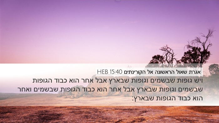אגרת שאול הראשונה אל הקורינתים 15:40 HEB Bible Verse Image