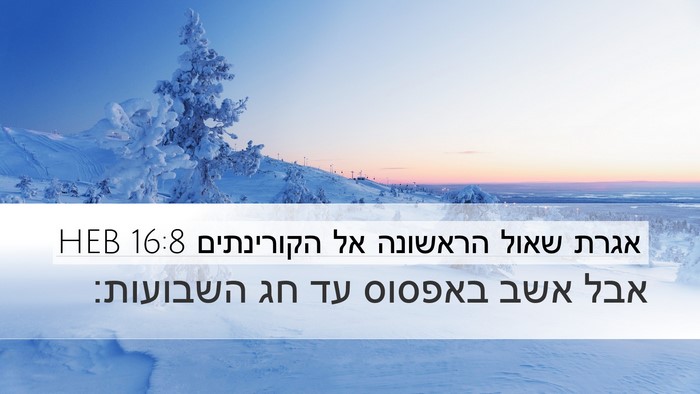אגרת שאול הראשונה אל הקורינתים 16:8 HEB Bible Verse Image