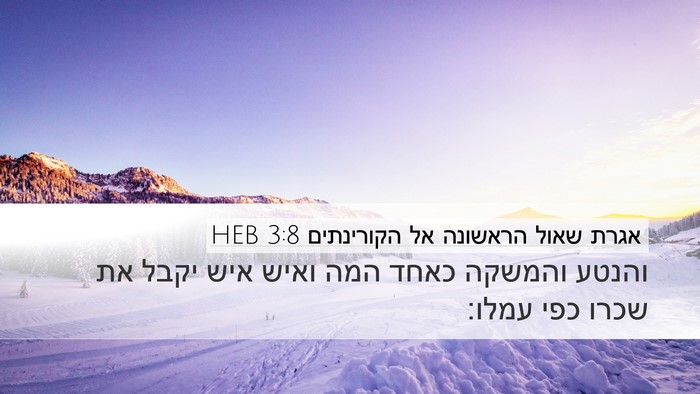 אגרת שאול הראשונה אל הקורינתים 3:8 HEB Bible Verse Image