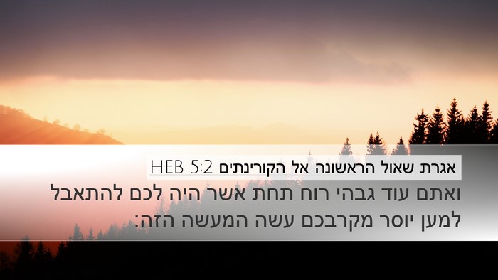 אגרת שאול הראשונה אל הקורינתים 5:2 HEB Bible Verse Image
