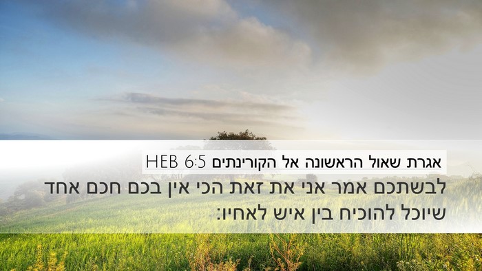 אגרת שאול הראשונה אל הקורינתים 6:5 HEB Bible Verse Image
