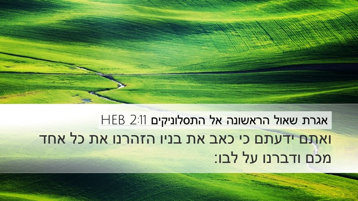 אגרת שאול הראשונה אל התסלוניקים 2:11 HEB Bible Verse Image
