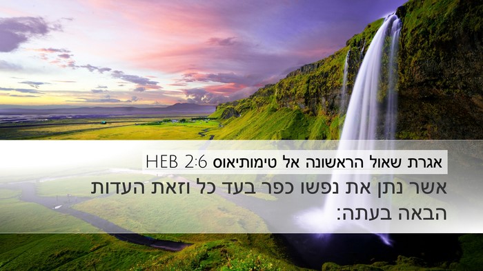 אגרת שאול הראשונה אל טימותיאוס 2:6 HEB Bible Verse Image
