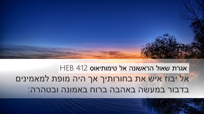 אגרת שאול הראשונה אל טימותיאוס 4:12 HEB Bible Verse Image