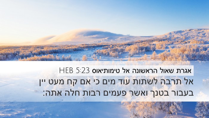אגרת שאול הראשונה אל טימותיאוס 5:23 HEB Bible Verse Image