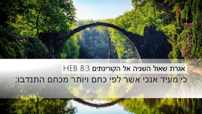 אגרת שאול השניה אל הקורינתים 8:3 HEB Bible Verse Image