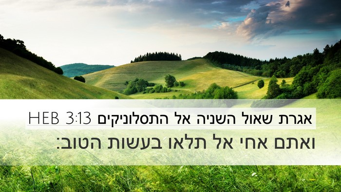 אגרת שאול השניה אל התסלוניקים 3:13 HEB Bible Verse Image