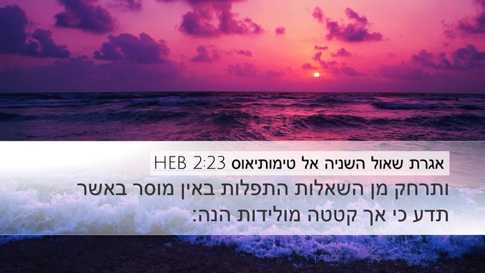 אגרת שאול השניה אל טימותיאוס 2:23 HEB Bible Verse Image