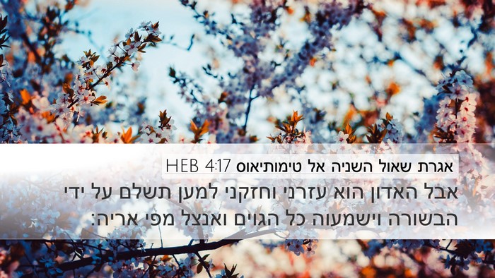 אגרת שאול השניה אל טימותיאוס 4:17 HEB Bible Verse Image