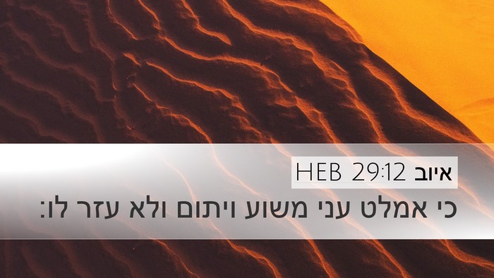 איוב 29:12 HEB Bible Verse Image