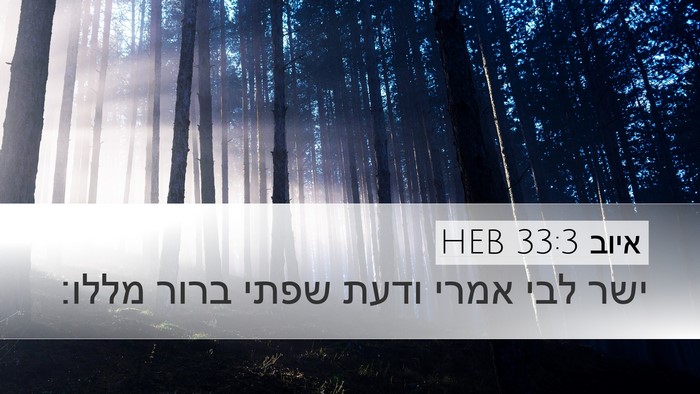 איוב 33:3 HEB Bible Verse Image